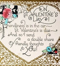On St Valentine&#39;s Day Victorian Greeting Card Watercolor Gold Floral PCBG6D - €34,23 EUR
