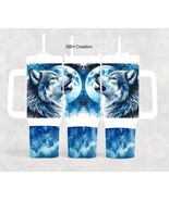 40oz  full moon Wolf insulated Tumbler with sliding lid and straw - $39.60