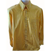 T Harris London Mens Yellow Striped Button Down Shirt Long Sleeve Size Medium - £22.57 GBP