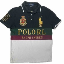 Polo Ralph Lauren Shirt Mens Small Slim Fit Black White Big Pony Crown Crest #3 - £38.61 GBP