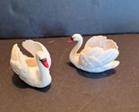 2pc Set Goebel ZV 103 West Germany White Bisque Porcelain Swan Candle Ho... - $12.86