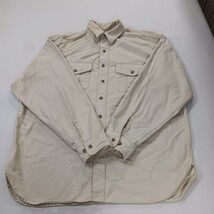 Vintage Eddie Bauer Men's Cream Heavyweight Cotton Long Sleeve Shirt Chest 52" image 13