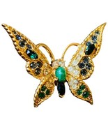 Vintage Marcel Boucher le Couturier Stamped Jade Crystal Butterfly Brooch - $2,117.21 MXN