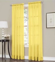 Erica Crushed Voile Panel Pairs Yellow 51&quot; W x 63&quot; L - £18.97 GBP