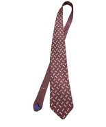 Nautica Necktie Tie Mes Silk Maroon Square and Dot  - £7.78 GBP