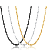 3-Piece Stainless Steel Wheat Chain Necklace Set for Men and Women, 22&quot; - $23.01