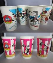 7 Looney Tunes 50th Birthday Party On Stage Skiing Plastic Drinking Glasses 1990 - £15.74 GBP