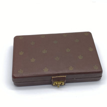Jewelry Case Brown Gold Fleur de Lis Travel - TLC Vintage  - £10.93 GBP