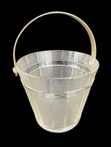 Ice Bucket Glass w/Hammered Metal Handle Oak Barrel Pattern Mid-Century Mod - $508.44 MXN