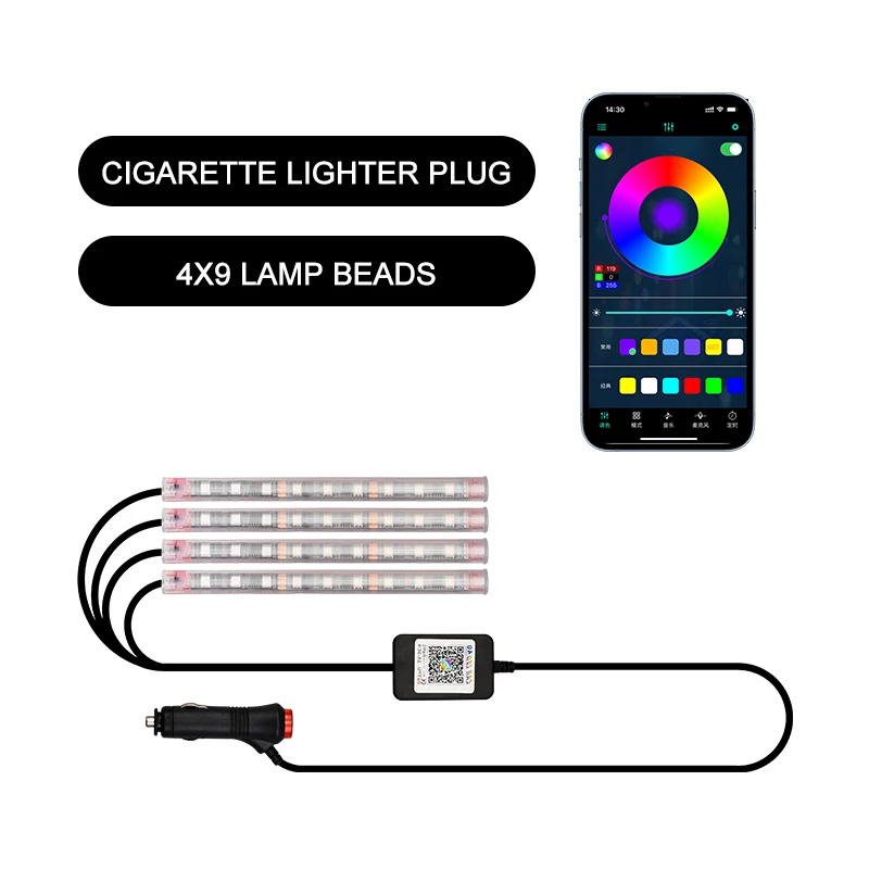 Surround Music LED Car Interior Mood Footlights Background Light App Bluetooth M - £117.77 GBP