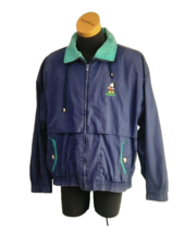 Vtg Mickey Mouse Coat SZ Lg Disney Originals Full Zip Pockets Blue Green... - $28.05