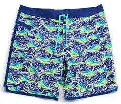 Vineyard Vines Blue Dolphin Fish Wave Graphic Stretch Boardshorts Men&#39;s NWT - £109.18 GBP