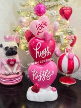 Valentine's Day Love Kisses Pink Stacked Hearts Figurine Statue Decor 13" - $37.61