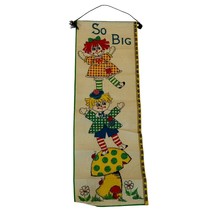 Raggedy Ann and Andy Felt Growth Chart Vintage Childrens Room Decor Kids Height - $21.99