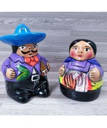 Mexican Couple Handmade Hand-Painted Folk Art Salt &amp; Pepper Shakers - £15.81 GBP