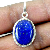 925 Sterling Silver Lapis Lazuli Handmade Necklace 18&quot; Chain Festive Gift PS1478 - £24.95 GBP
