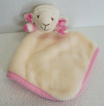 Evergreen Enterprises White Pink Knit Soft Lamb Cream Lovey Security Blanket - $11.57