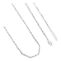 Chain Necklace 36&quot; Long Silver Twist Link with Lobster Clasp Extender Adjustable - £12.56 GBP
