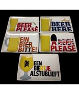 Set Of 5 Crate &amp; Barrel Beer Sampler Appetizer Tid Bit Plates Man Cave D... - $40.03