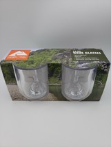 Ozark Trail 14oz Camping Wine Glasses Removable Stem Plastic Set Of 2 - £12.59 GBP