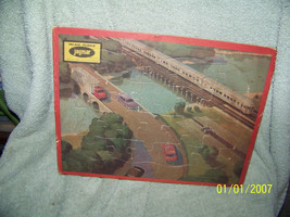 vintage small 1940&#39;s child inlay tray puzzle {transportation scene} - $10.89
