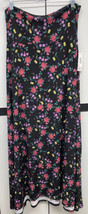 NEW 2.0 LuLaRoe Medium Black Maroon Purple Yellow Green Floral Slinky Maxi Skirt - £34.98 GBP