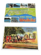 Lot Of 2 Hawaiiana Post Cards Waikiki Map Ephemera 1 Vintage 1 Repro Lan... - £5.83 GBP