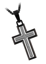 The Men&#39;s Corner Diamond Black Cross Necklace 1/10 cttw - $471.71