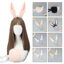 Furry Faux Fur Rabbit Ears Headband Anime Anmimal Cosplay Hair Band Costume - £7.10 GBP+