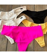 Victoria’s Secret Women’s 4 cotton thong &amp; 1 No Show thong Panty Size XL - $33.99