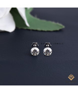 Invisible Set 925 silver Round Moissanite Stud earring | Minimalist Stud... - $1,523.16 MXN