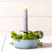 Candle Holder in Distressed tin With candlestick - $34.00