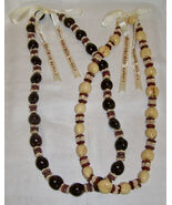 VINTAGE SET OF 2 LEI NECKLACES KUKUI NUT+SHAPED BEADS-THE FAIRMONT ORCHI... - €4,29 EUR