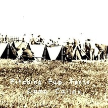 Vintage Real Photo Post Card RPPC Pitching Pup Tents Camp Callan WW2 Military - $6.88