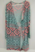 It&#39;s Our Time Aztec Long Sleeve Open Front Cardigan Black, Orange,&amp; Blue Size L - $12.60