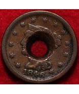 1846 Philadelphia Mint Copper Braided Hair Large Cent Bullet Hole.   202... - £15.92 GBP