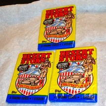 Three Vintage Packages of 1991 Desert Storm Topps Trading Cards - £16.34 GBP