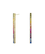 ADIRFINE 18K Gold Plated Multi Colored Princess Cut CZ Dangling Drop Ear... - $47.99