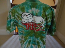 Vtg 90&#39;s Green Multi Color Tie Dye TREEZ Cat Cotton T-shirt Adult XL Mad... - $29.44