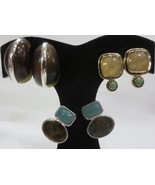 Clip On Earring Lot (3) Pairs Vintage  Gold and Silver Tone Stones - £19.61 GBP