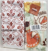 2 DIFFERENT TERRY TOWELS (16.5&quot;x26&quot;) FALL, THANKSGIVING DAY PIE &amp; LEAVES... - £11.89 GBP