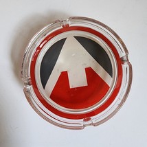 Mid Century Mountain Glass Ashtray 4&quot; Diameter MCM Red White Gray Clear - £7.45 GBP