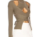 Green Olive Knit Wrap Ribbed Cable Tie Pull Designer Style Size S-
show ... - £22.98 GBP