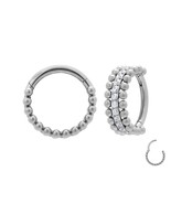 Stainless Steel Septum Ring Hinge Clicker with Multi Crystals - £14.70 GBP