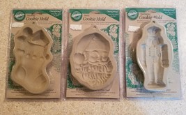 Wilton Christmas Cookie Mold Lot (3 Pieces) Ovenproof Santa Nutcracker Stocking - £23.48 GBP