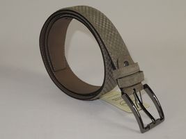 Mens Genuine Basket weave Suede Soft Leather Belt PIERO ROSSI Turkey # 1002 Gray image 4