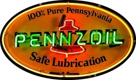 Pennzoil Neon Image Laser Cut Oval Metal Advertising Sign (not real neon) - $69.25