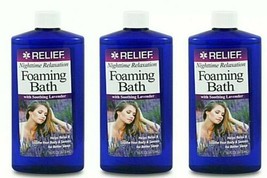 ( 3 Bottles ) Relief Foaming Bath with Soothing Lavender 16 oz Ea BRAND NEW - £24.10 GBP