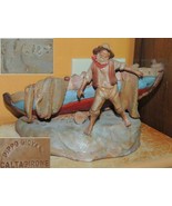 Caltagirone Pottery Fisherman Fishing Boat 10&quot;x6 Pippo Giovane sculpture... - £15.92 GBP