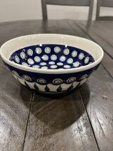 Blue Rose Polish Pottery Flowering Peacock Small Bowl 6.5” Boleslawiec - $27.71